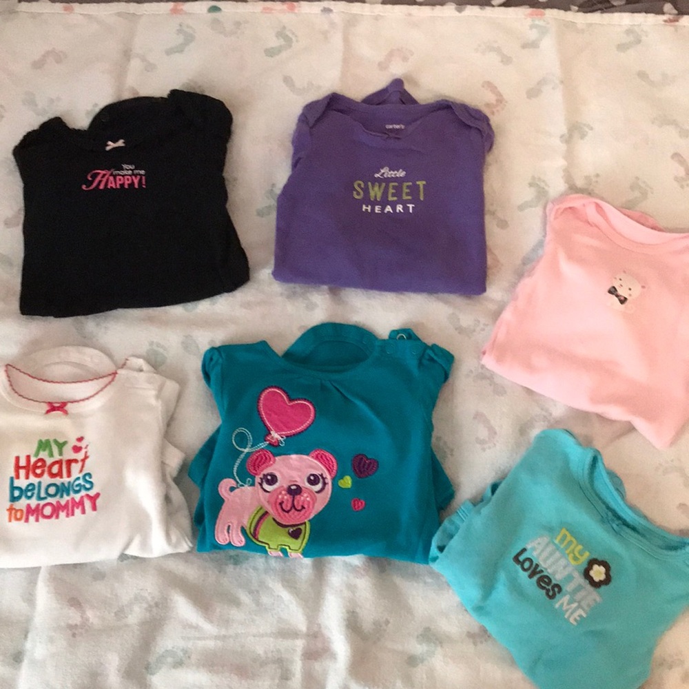 6 long sleeve girls onesie shirts